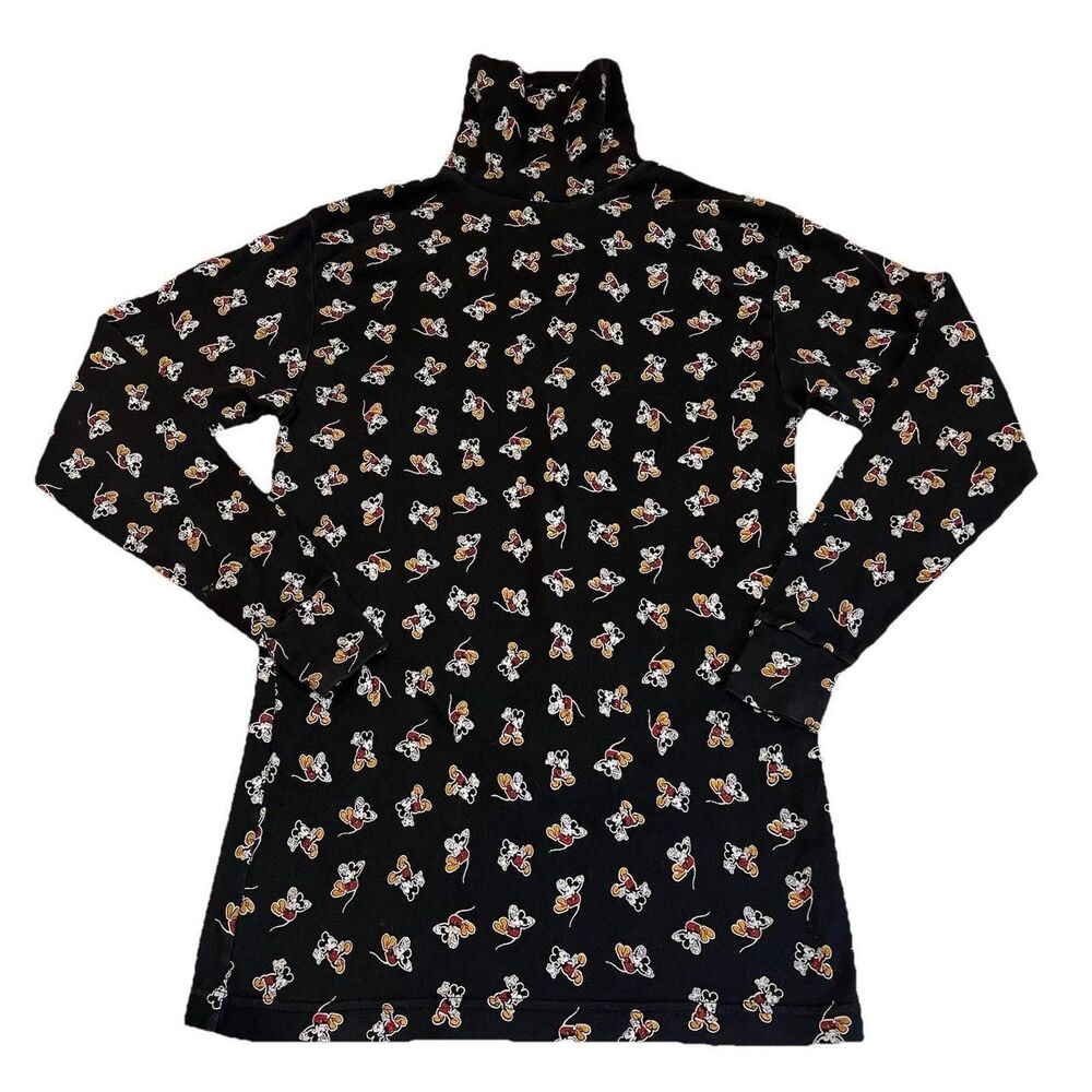 Vintage Womens Disney Mickey And Co. Shirt Mouse All Over Turtleneck 90s